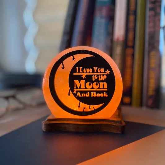 I Love You To The Moon And Back USB Plugin Himalayan Salt Lamp