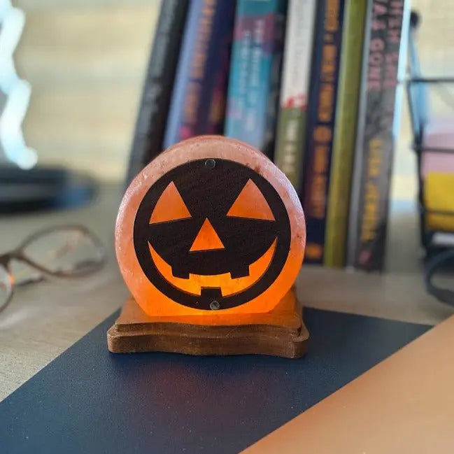 USB Himalayan Salt Lamp Jack o Lantern